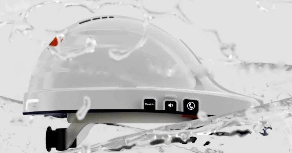 SmartHat surrounded by splashing water